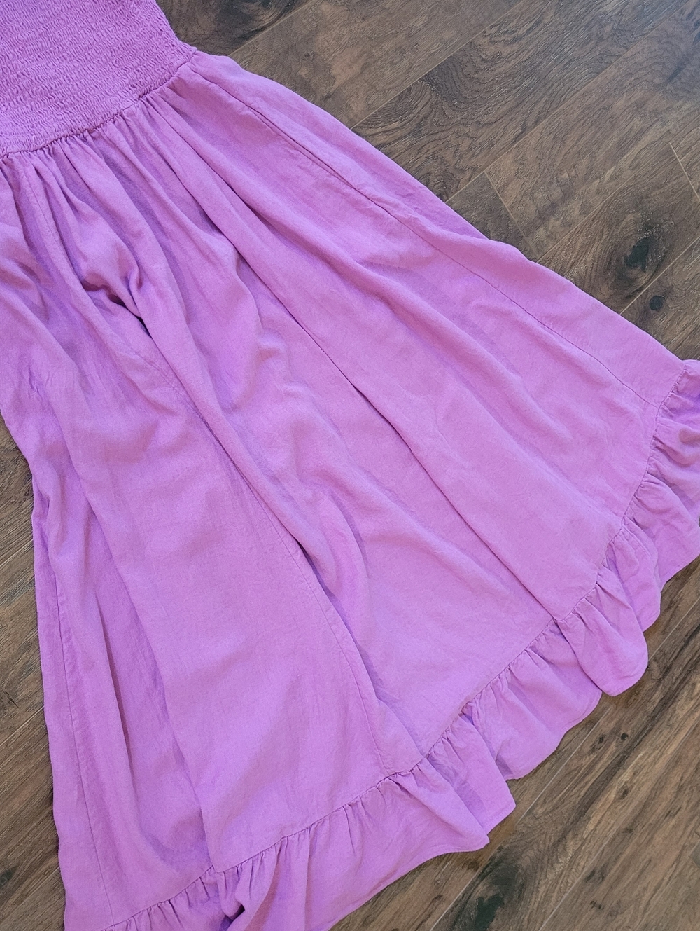 Free People Pink Strapless Ruffled Smocked Maxi Dress - Picture 8 of 10